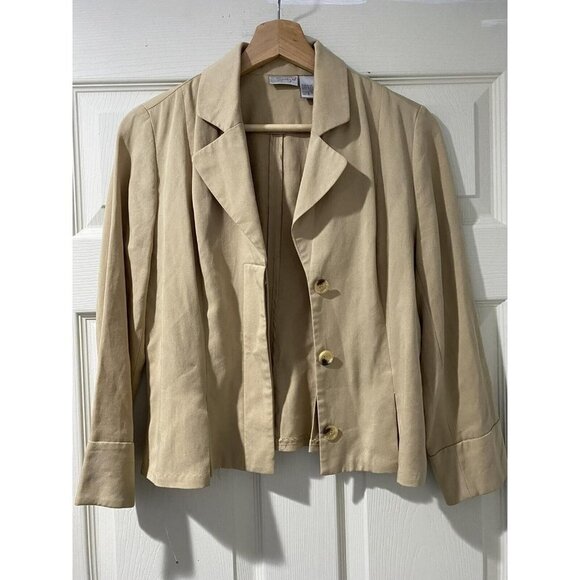 Spiegel 100% Tencel Beige Jacket Button Up Y2K Size 6 - Picture 1 of 6